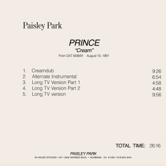 Prince Promo CD Cream CD Reference 24K Carat Gold Disc 5 Track