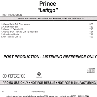 Prince USA Rare Reference Promo for "Letitgo" Unreleased
