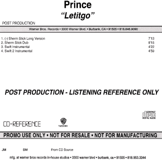 Let it go Reference CD Promo #4 VERY RARE Advance Unreleased Remixes