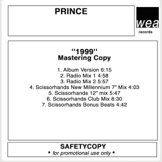 1999 - Very rare , withdrawn UK Promo Reference CD from 1998 ahead of the millennium